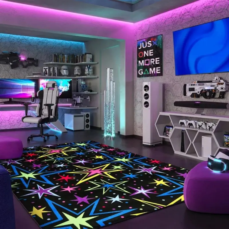 Gaming Accessories For Room - VIKAMA Gaming Star Area Rug Black
