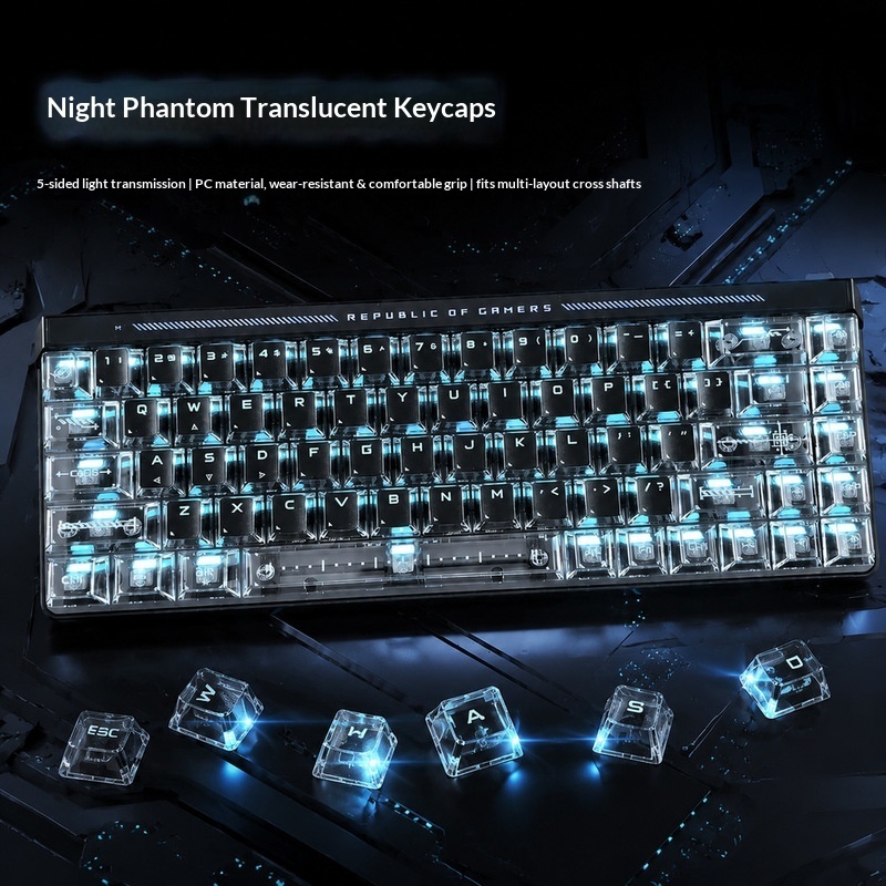 Gaming Accessories Aesthetic - Transparent Backlit Keycaps OEM Height PC