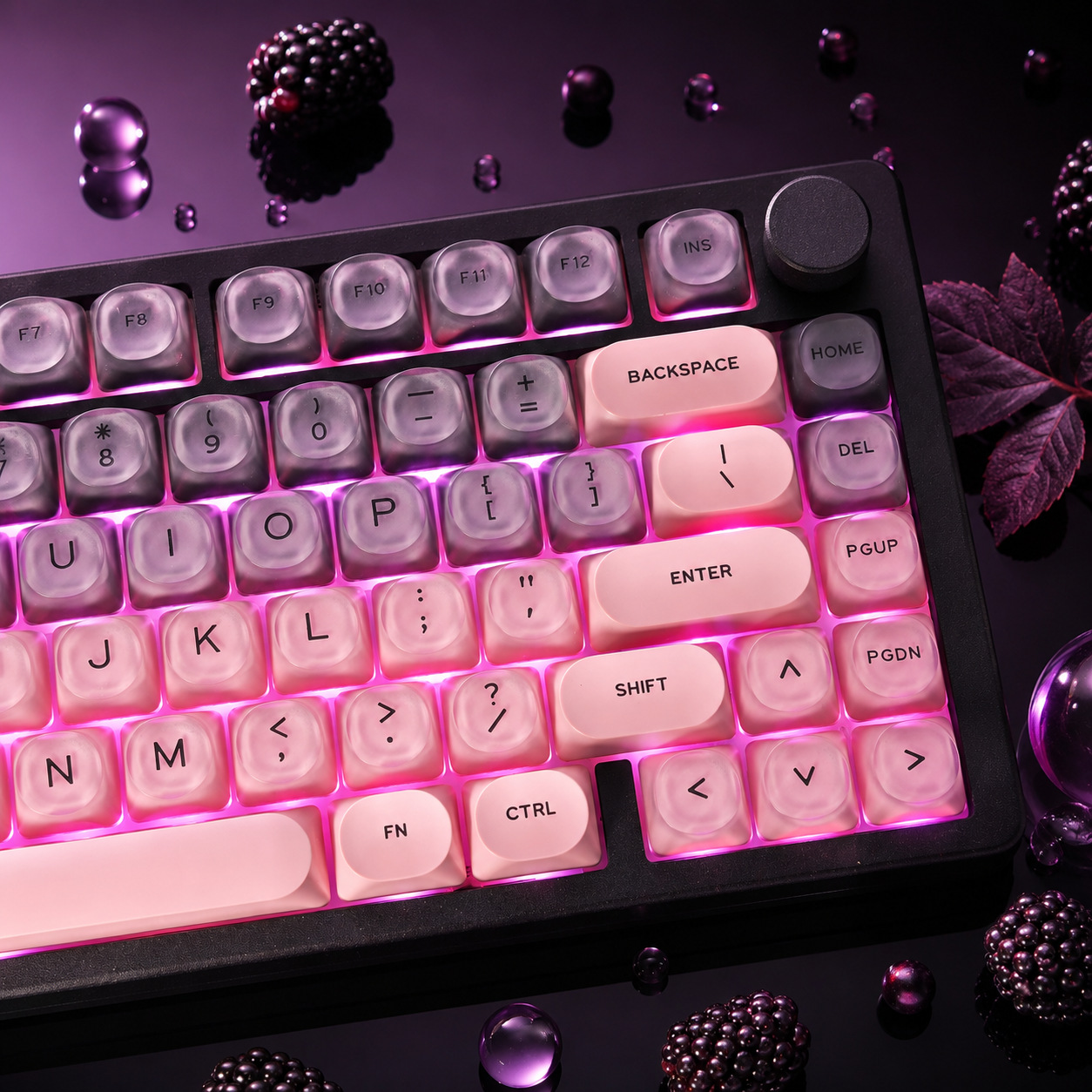Black Pink Gradient Crystal Ke - Gaming Accessories Aesthetic ulasan dan harga